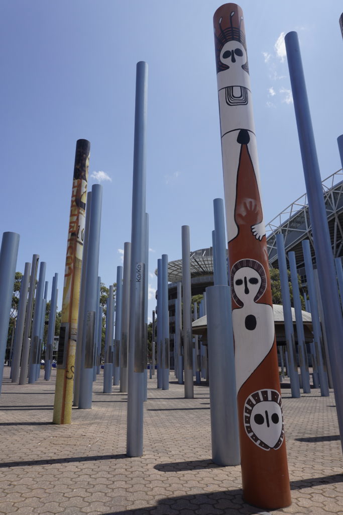 Here you can see pillars in memory of the Olympic games in Sydney 2000