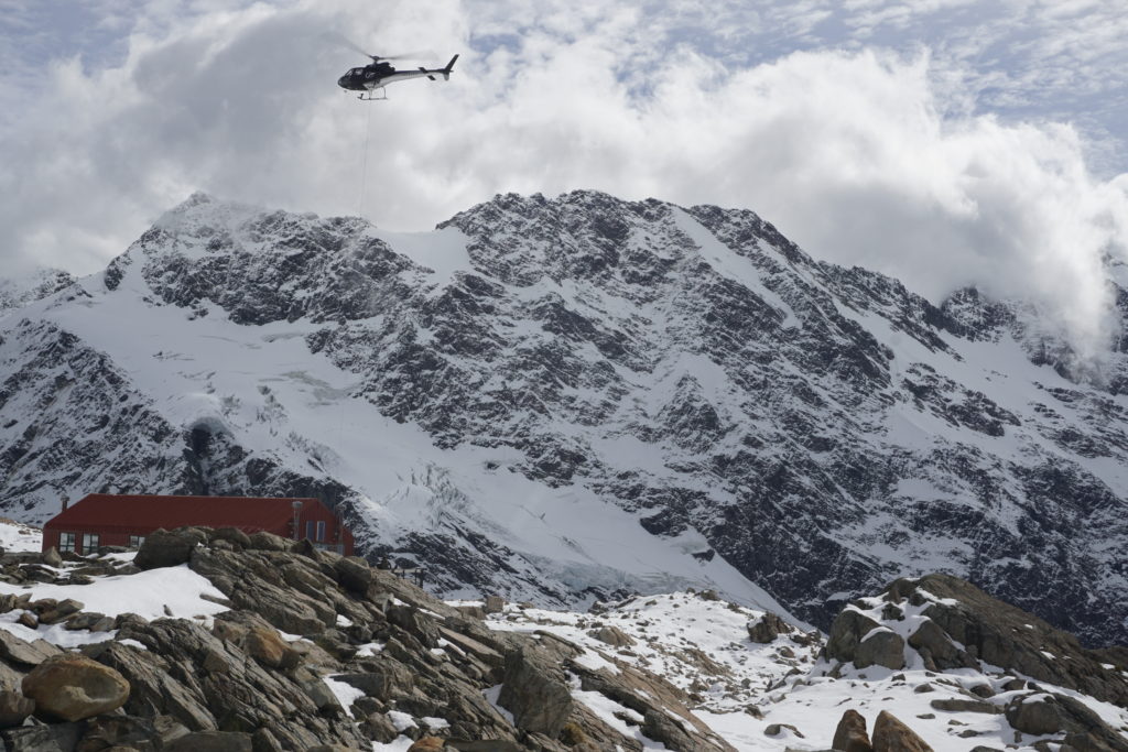 Helicopter at Mueller Hut