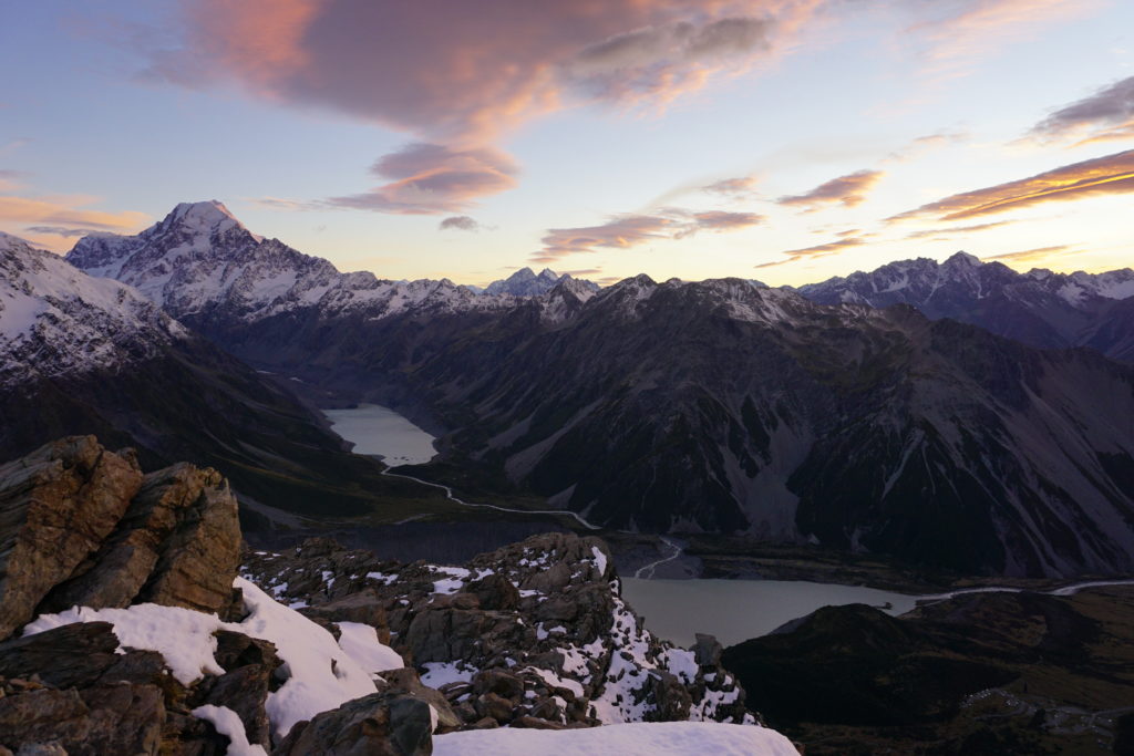 Sunrise at Mueller Hut