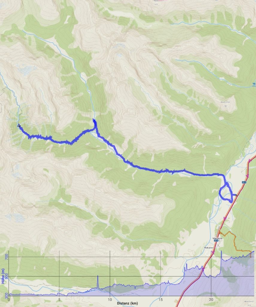 Map Gillespie Pass Track day 1