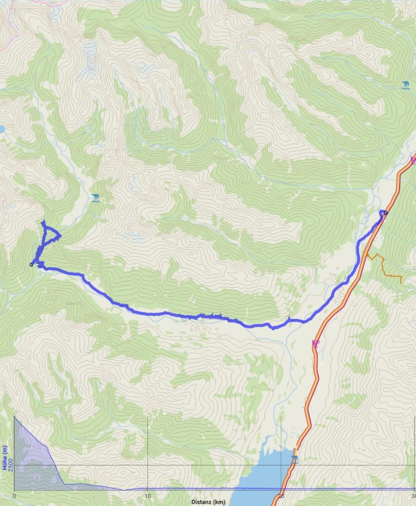 Map Gillespie Pass Track day 4